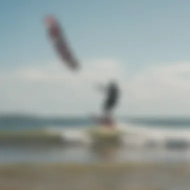 Panoramic view of kiteboarding at Greenwood Beach