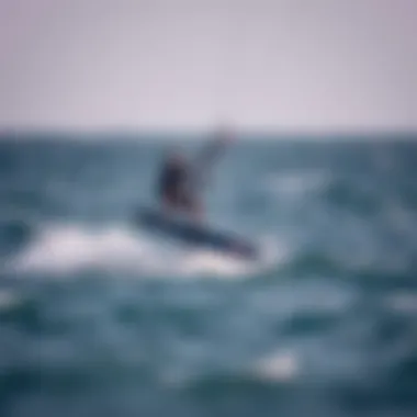 Hydrofoil Kiteboard in Action Hydrofoil kiteboard gliding above water