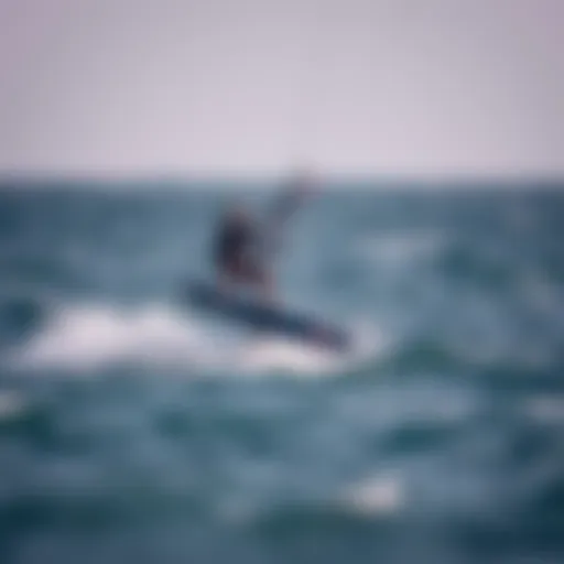 Hydrofoil Kiteboard in Action Hydrofoil kiteboard gliding above water