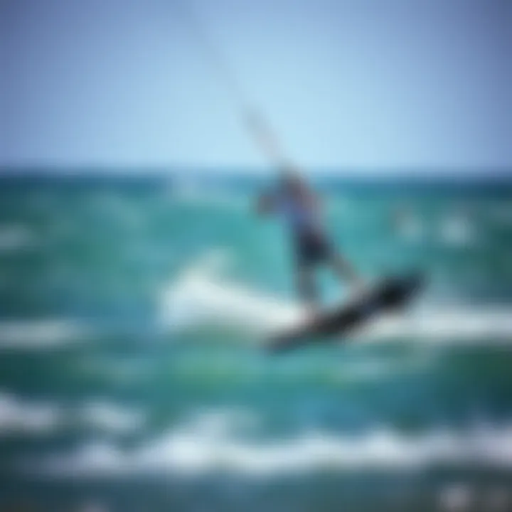 Kiteboarder Executing Hydrofoil Maneuvers Kiteboarder performing maneuvers with hydrofoil