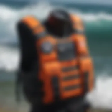 Advanced Materials in CGA Vests Close-up of a Coast Guard Approved vest highlighting advanced materials and design.