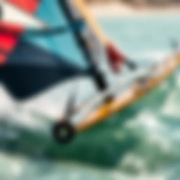 Close-up of a lift foil showcasing its design and engineering