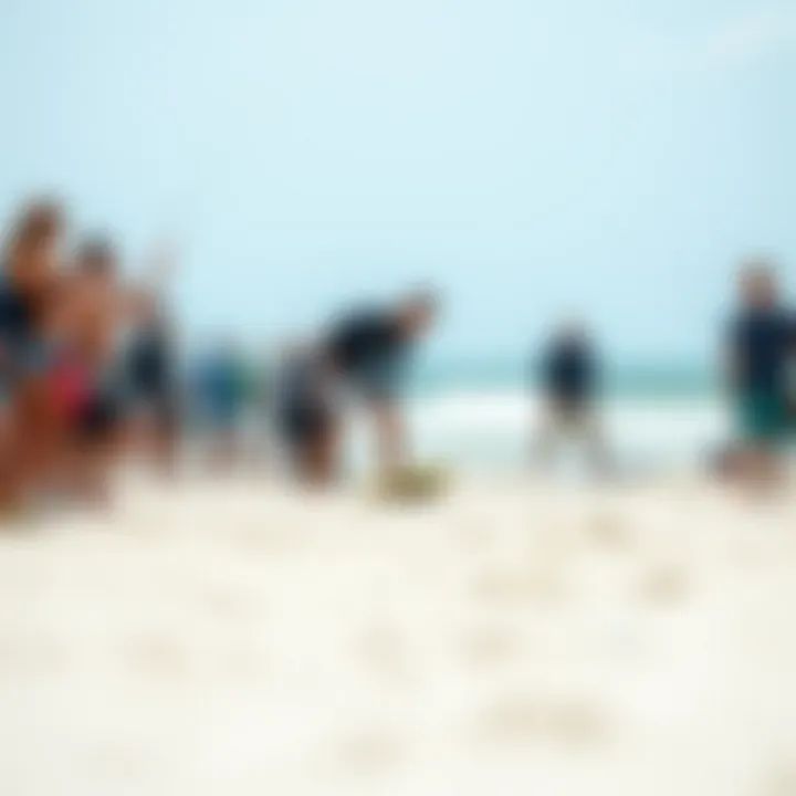 Kite surfing community gathering on the beach