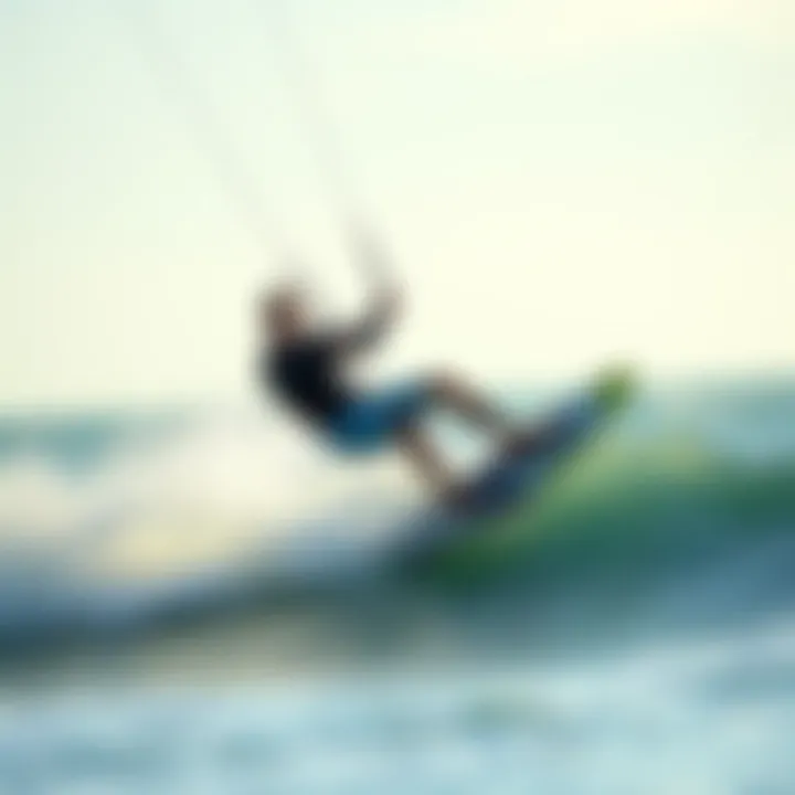 Kite surfer elegantly gliding on the waves