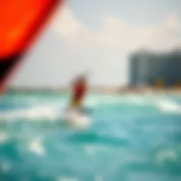 Vibrant kite surfing scene at Playa del Carmen
