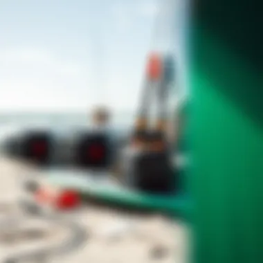 Equipment Setup for Kite Surfing Equipment setup for kite surfing on the shore