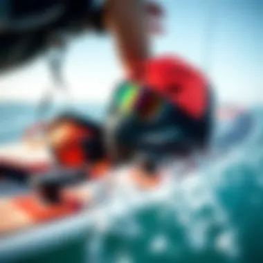 Essential Kiteboarding Gear Close-up of kiteboarding gear and equipment