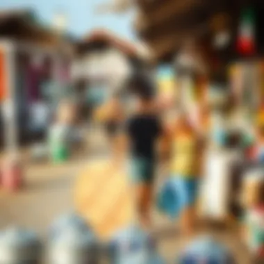 Local culture reflected in vibrant market scene near the coast