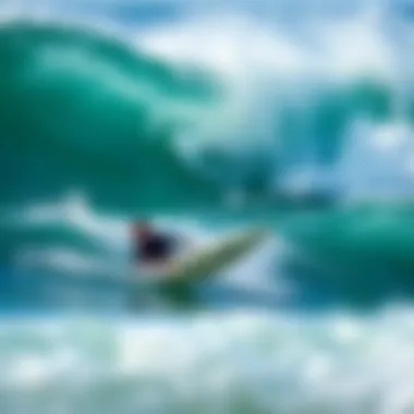 Surfer Riding a Wave with Neoprene Socks A surfer wearing neoprene socks while riding a wave