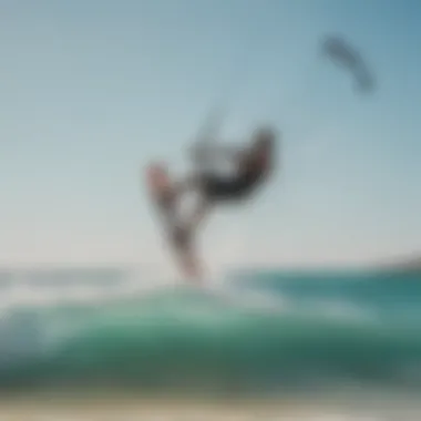 A stunning kiteboarder in action against a backdrop of turquoise waters and golden sands in North Sardinia.