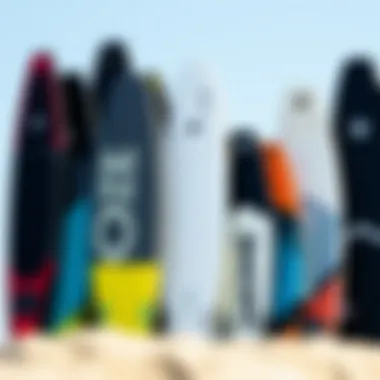 Collection of Ozone Kiteboard Models Various models of Ozone kiteboards displayed together