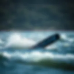 Dynamic view of Ozone kiteboard in action on water
