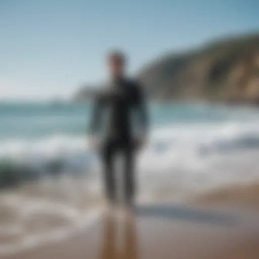 Patagonia Spring Wetsuit showcased on a beach