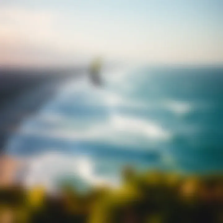 Breathtaking view of San Carlos beach with kiteboarders in action