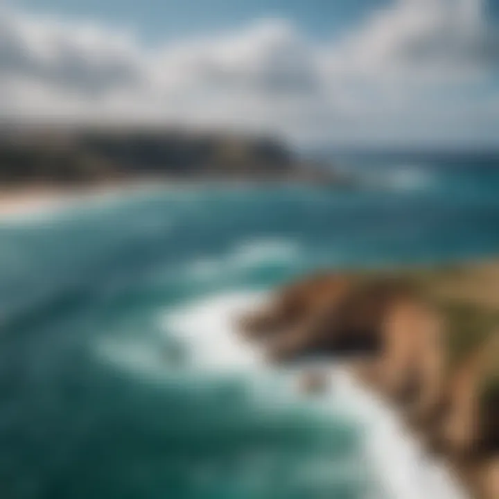 Stunning coastline of Sant'Antioco with kiteboarders in the background