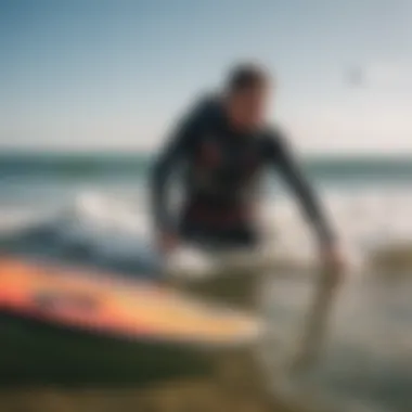 Kiteboarding enthusiasts examining second-hand gear