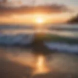 A scenic view of Shell Point Beach at sunset, showcasing the vibrant colors reflecting on the water.