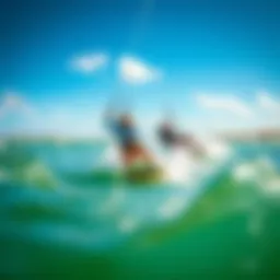 Dynamic kiteboarding action on South Padre beach with slingshots