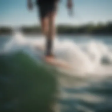 Kiteboarder wearing sup booties while maneuvering on the water