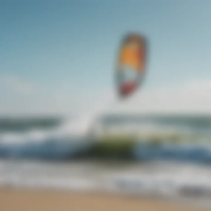 A serene beach landscape showcasing optimal wind conditions for kiting