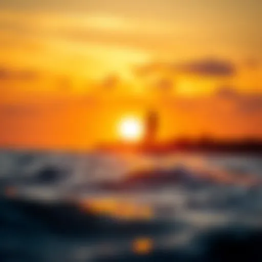 E-Foiling at Sunset A stunning e-foiler gliding above water with a picturesque sunset in the background