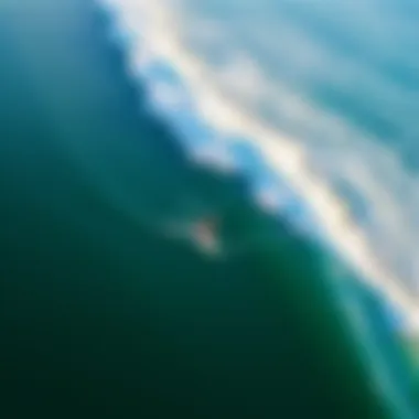 Optimal E-Foiling Location An aerial view of a serene e-foiling location with ideal wind and water conditions
