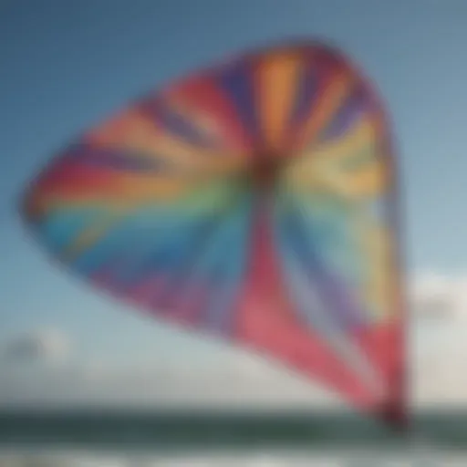 A close-up view of a high-performance foil kite showcasing its intricate design features.