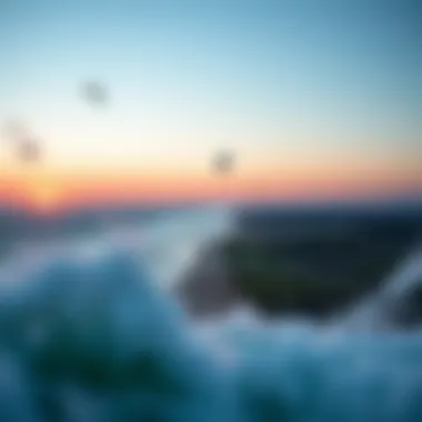 Panoramic view of a popular kitesurfing location with ideal wind conditions