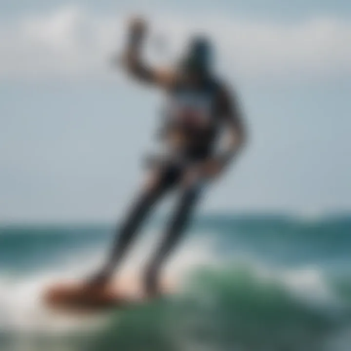 A kiteboarder soaring above the ocean waves