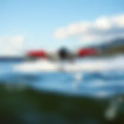 Innovative lake hydrofoil in action above water