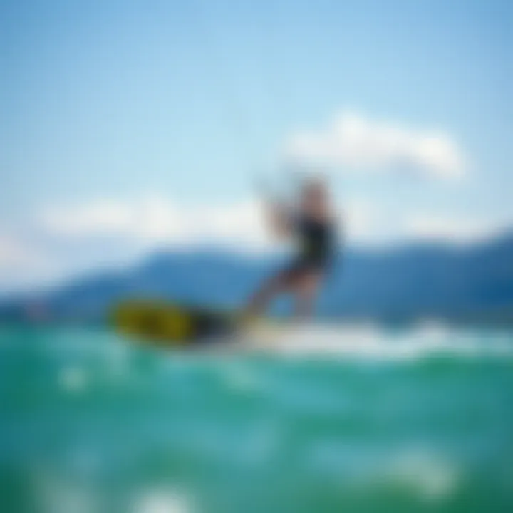 Kiteboarder utilizing hydrofoil for enhanced performance