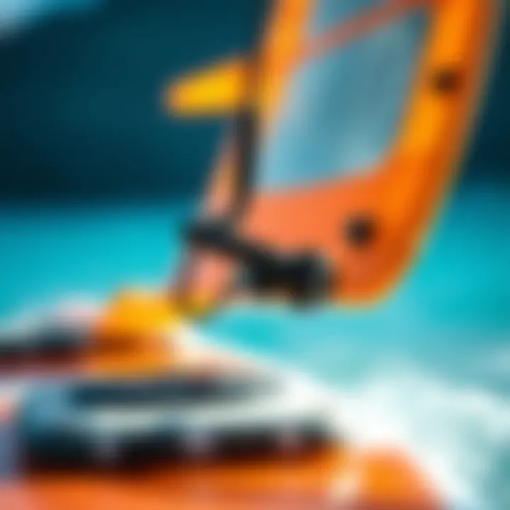 Detailed view of foil board equipment and attachments