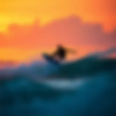 A stunning sunset backdrop with a foil boarder in action