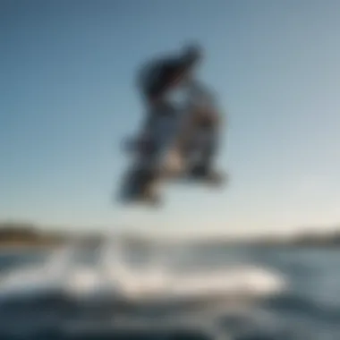 A rider executing a jump on a hydrofoil