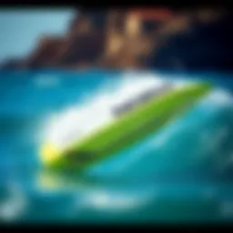 A sleek north board designed for kiteboarding showcasing its streamlined shape