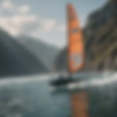 Optimal Conditions for Wing Foiling Optimal wind conditions for wing foiling highlighted by a scenic landscape