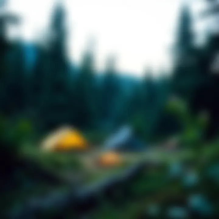 Nature's Embrace: The Perfect Campsite A serene campsite nestled in a lush forest