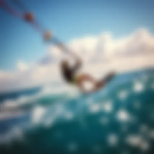 Dynamic Electric Kiteboarding on the Water A dynamic view of electric kiteboarding on a vibrant sea