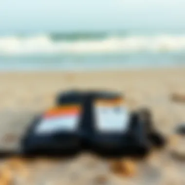 A well-maintained flotation vest laid out on a beach, with necessary maintenance tips displayed, emphasizing care for gear in kiteboarding.