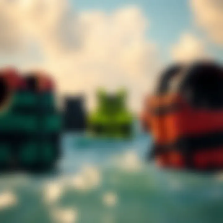 An informative graphic illustrating the different types of flotation vests available for kiteboarding, highlighting their distinct characteristics.