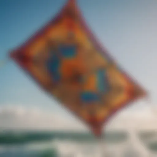 A close-up of a high-performance kite showcasing its intricate design and vivid colors.