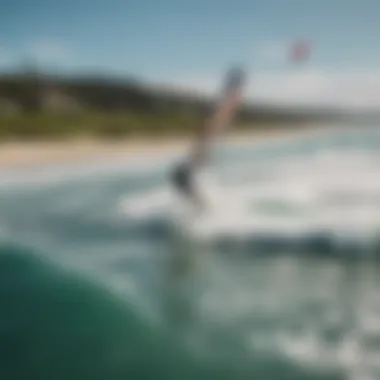 An aerial view of kiteboarders in action, demonstrating the excitement of the sport.