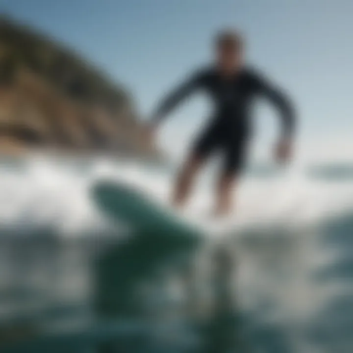 A hydro surf board in action, gliding over the water surface