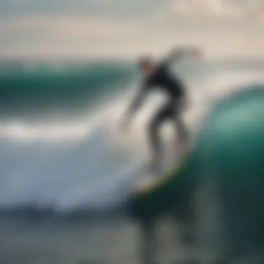 A rider skillfully maneuvering a hydro surf board in challenging waves