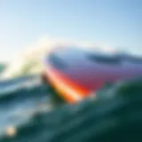 A close-up view of a modern hydrofoil board showcasing its sleek design