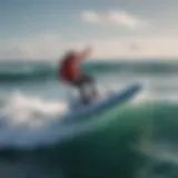 Dynamic view of an inflatable efoil gliding over the waves