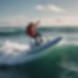 Dynamic view of an inflatable efoil gliding over the waves