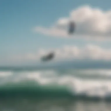 Kitesurfers enjoying a sunny day at the beach