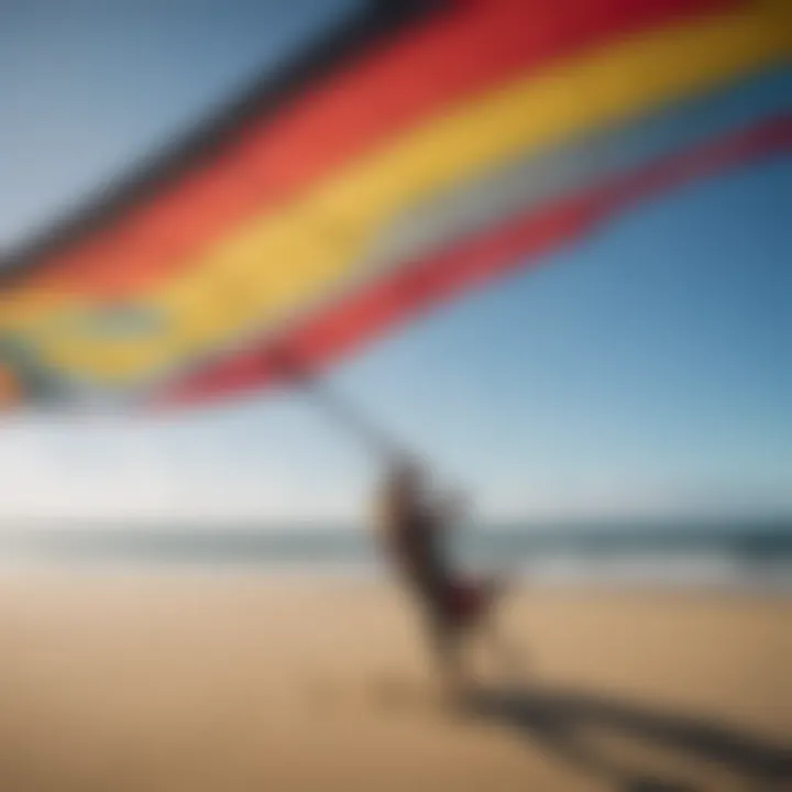 Close-up view of a kitesurfing kite showcasing its fabric and stitching quality