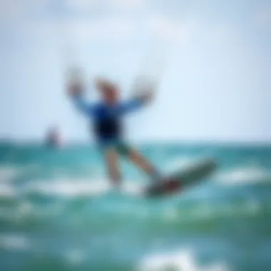 Kiteboarding instructor demonstrating techniques